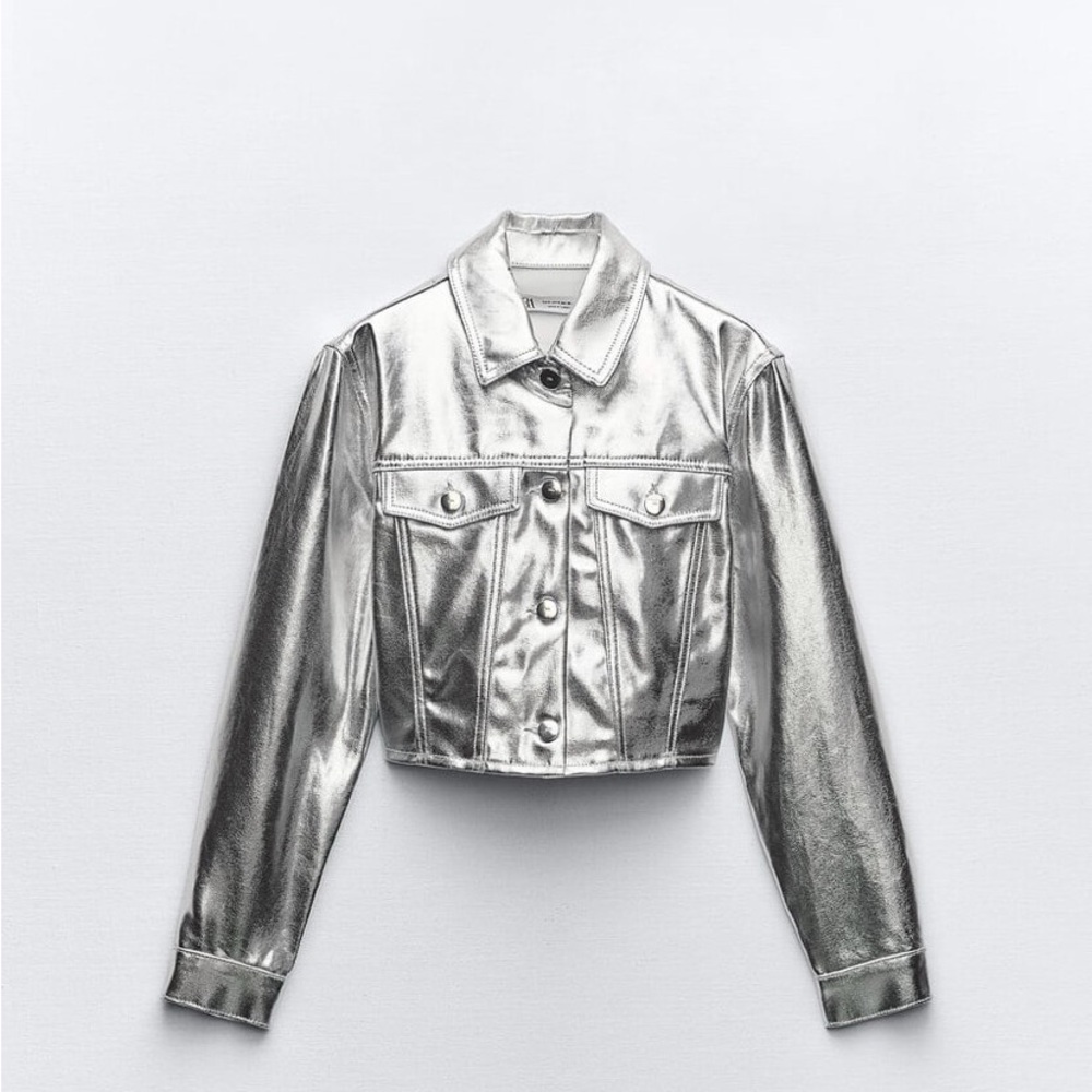 Zara Cropped Metallic Jacket